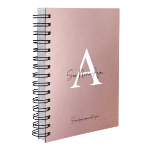 Agenda Personalizada Moderna Letra Glitter Metalizada Rose Gold