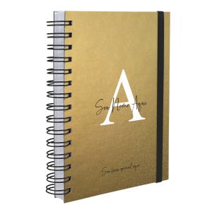 Agenda Plus Personalizada Moderna Letra Glitter Metalizada Ouro