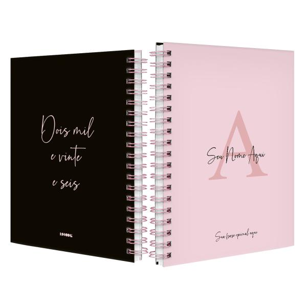 Agenda Planner Semanal Personalizada Moderna Letra Cores Rosa Claro