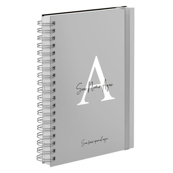 Agenda Diária Plus Personalizada Moderna Letra Cores Cinza