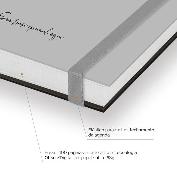Agenda Diária Plus Personalizada Moderna Letra Cores Cinza