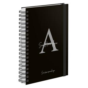 Agenda Diária Plus Personalizada Moderna Letra Cores Preto Prata
