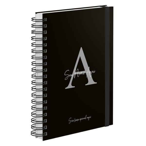 Agenda Diária Plus Personalizada Moderna Letra Cores Preto Prata