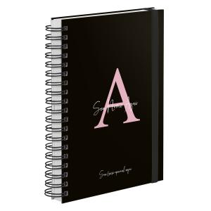 Agenda Diária Plus Personalizada Moderna Letra Cores Preto Rosa