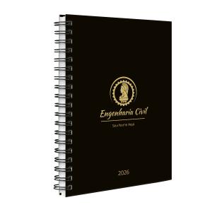 Agenda Planner Semanal Personalizada Profissões Preto Ouro Engenharia Civil