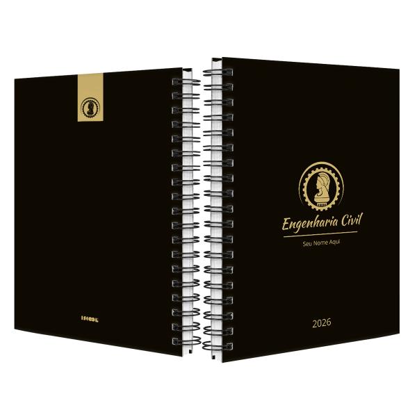 Agenda Planner Semanal Personalizada Profissões Preto Ouro Engenharia Civil