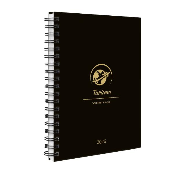 Agenda Planner Semanal Personalizada Profissões Preto Ouro Turismo