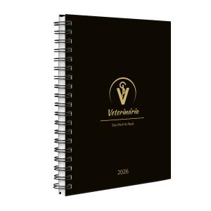 Agenda Planner Semanal Personalizada Profissões Preto Ouro Veterinária