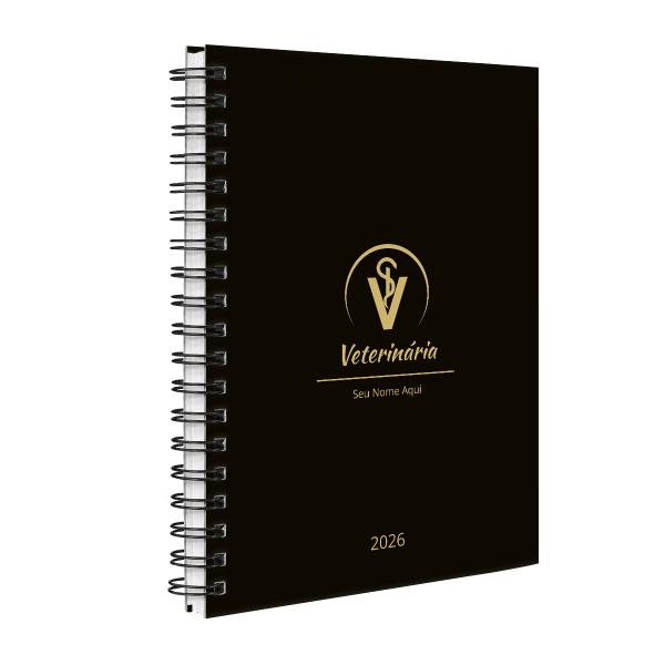 Agenda Planner Semanal Personalizada Profissões Preto Ouro Veterinária