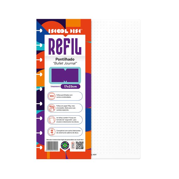 Refil Iscool Disc Pontilhado 17x23 cm 90g 50 folhas