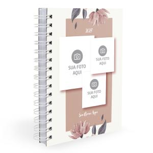 Agenda Personalizada Com 03 Fotos Flores