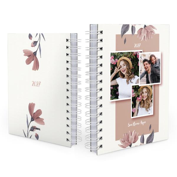 Agenda Personalizada Com 03 Fotos Flores