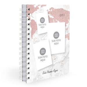 Agenda Personalizada Com 03 Fotos Rosa Travel 2027