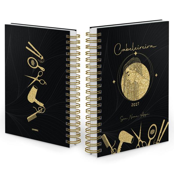 Agenda Comercial Personalizada Cabeleireira Ouro
