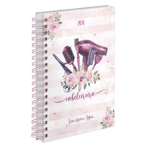 Agenda Comercial Personalizada Cabeleireira Floral Rosa