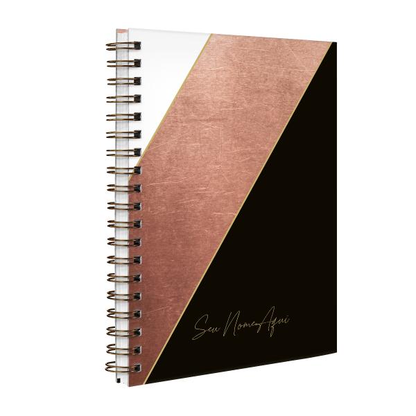 Agenda Planner Personalizada Moderna Faixas Bronze e Preto