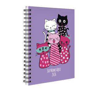 Agenda Planner Semanal Personalizada Pets Gatinhos Roxa