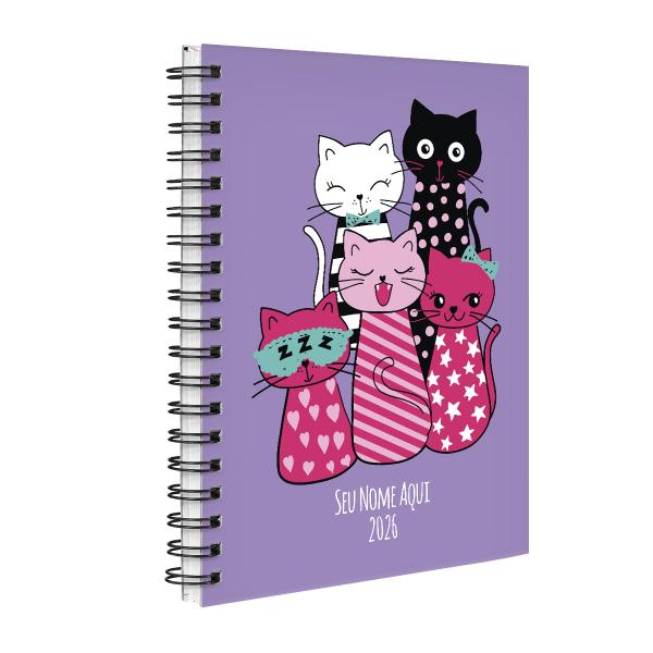 Agenda Planner Semanal Personalizada Pets Gatinhos Roxa