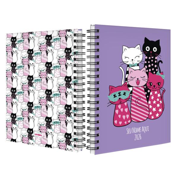 Agenda Planner Semanal Personalizada Pets Gatinhos Roxa