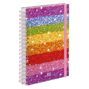 Agenda Comercial Plus Listras Glitter Arco-íris