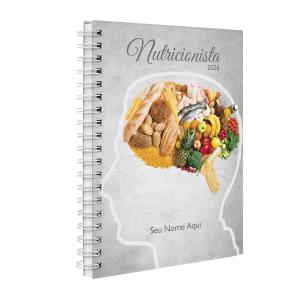 Agenda Planner Semanal Personalizada Profissões Nutricionista Cinza
