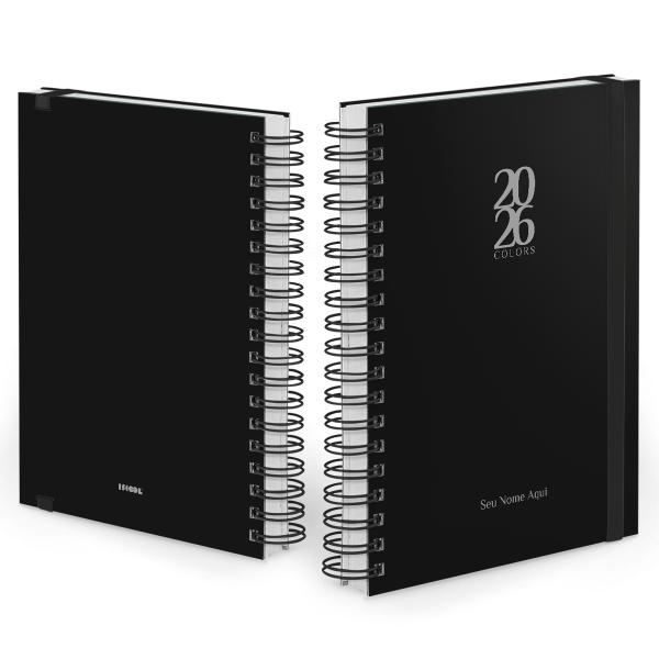 Agenda Diária Plus Personalizada Solid Colors Preto Prata