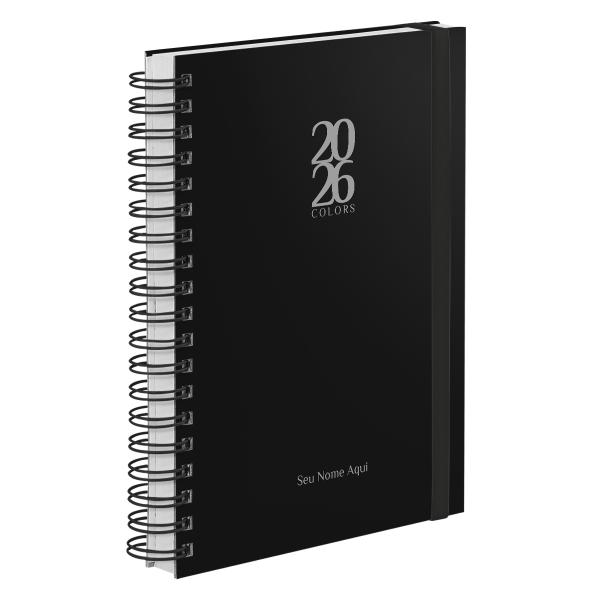 Agenda Diária Plus Personalizada Solid Colors Preto Prata