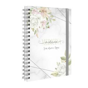 Agenda Planner Semanal Plus Personalizada Profissões Floral Medicina Cinza