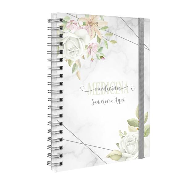 Agenda Planner Semanal Plus Personalizada Profissões Floral Medicina Cinza