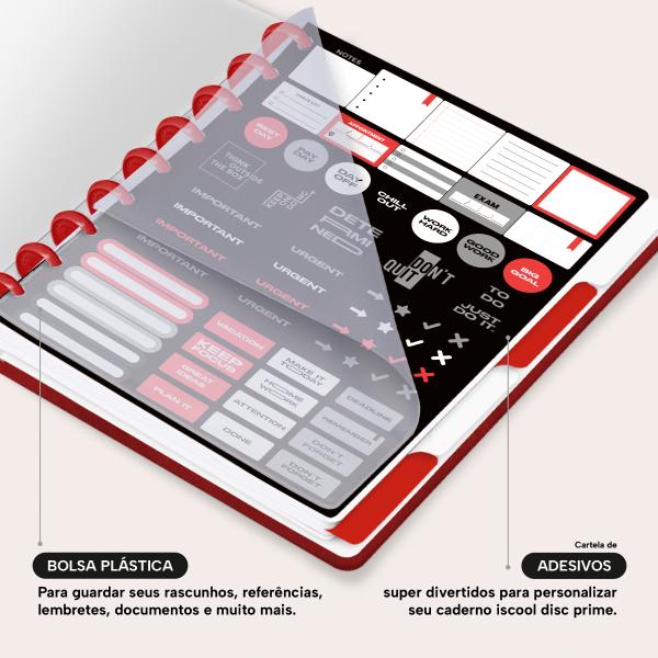 Iscool Disc Prime Personalizado Solid Touch 80 Fl. Couro Vermelho M