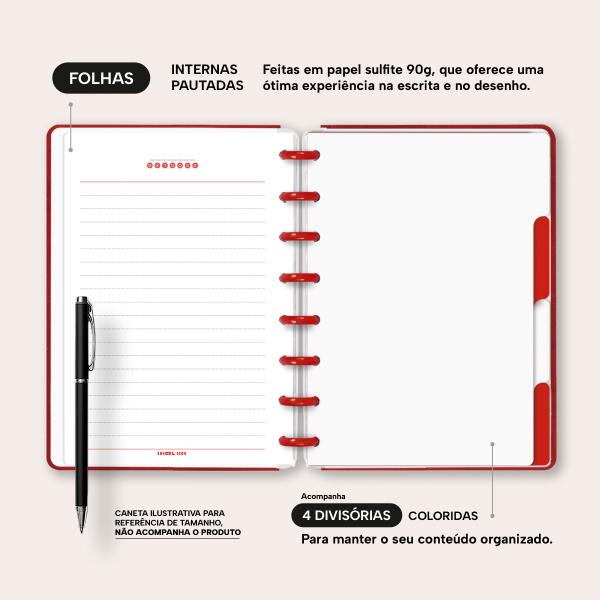 Iscool Disc Prime Personalizado Solid Touch 80 Fl. Couro Vermelho P