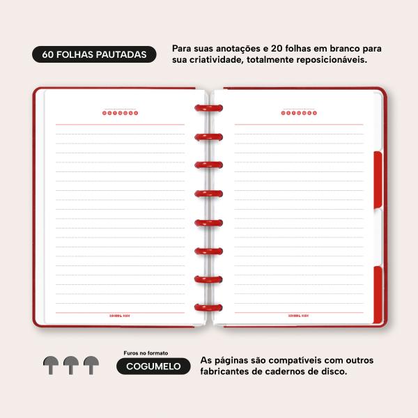 Iscool Disc Prime Personalizado Solid Touch 80 Fl. Couro Vermelho P