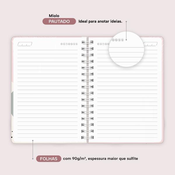 Caderno Premium Face Linear Pautado Rosa 15x21cm 80 fls