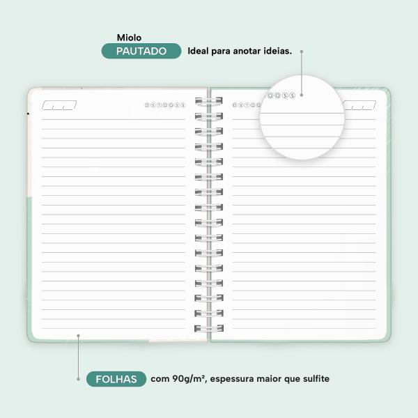 Caderno Premium Face Linear Pautado Verde 15x21cm 80 fls