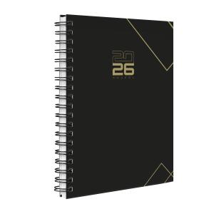 Agenda Planner Semanal Modern Executive Preto com Dourado