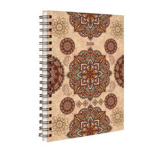 Agenda Planner Semanal Capa Dura Boho Mandala Vermelho e Nude