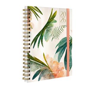 Agenda Planner Semanal Plus Personalizada Botanics Palm Leaves Salmão