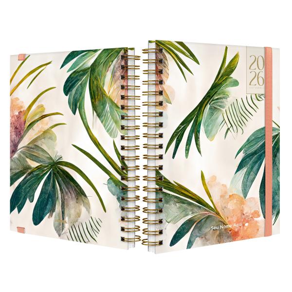 Agenda Planner Semanal Plus Personalizada Botanics Palm Leaves Salmão