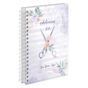 Agenda Comercial Personalizada Cabeleireira Flor Lilás