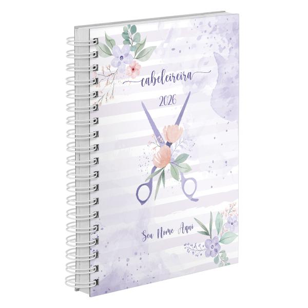 Agenda Comercial Personalizada Cabeleireira Flor Lilás