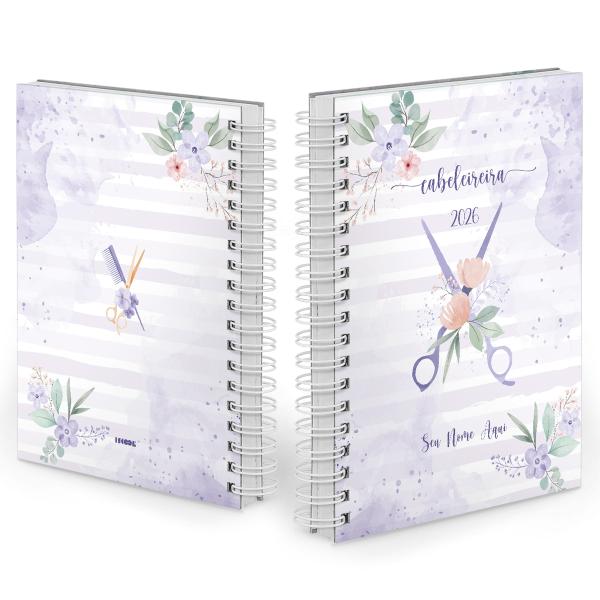Agenda Comercial Personalizada Cabeleireira Flor Lilás