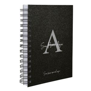 Agenda Personalizada Moderna Letra Glitter Preto Prata