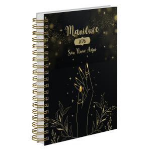 Agenda Comercial Personalizada Manicure Leaf Sublime Preto
