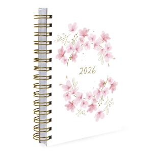 Agenda Floral Sakura Rosa Dourado