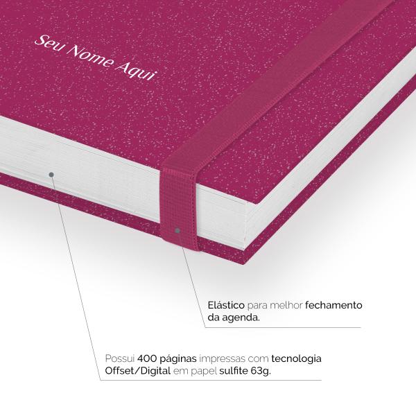 Agenda Diária Plus Personalizada Solid Glitter Pink