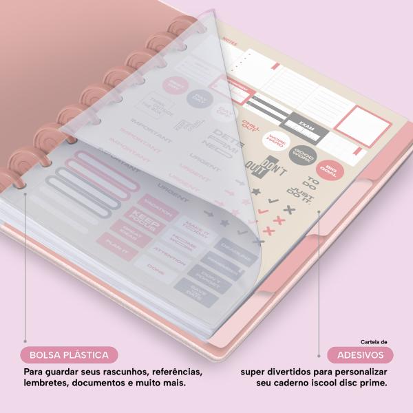 Planner De Disco Personalizado Iscool Disc Permanente Solid Touch Couro Rosa