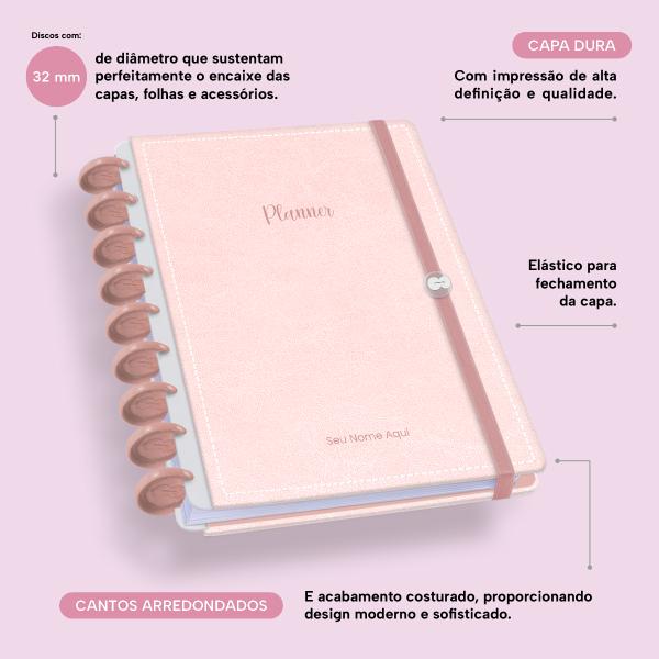 Planner De Disco Personalizado Iscool Disc Permanente Solid Touch Couro Rosa