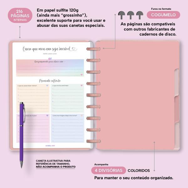 Planner De Disco Personalizado Iscool Disc Permanente Solid Touch Couro Rosa