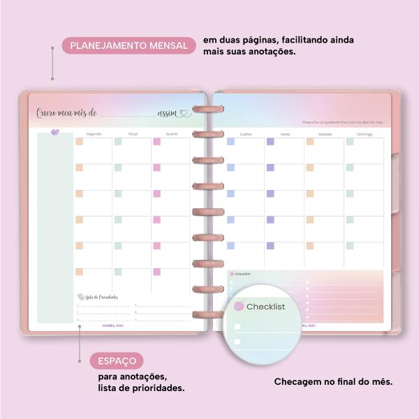 Planner De Disco Personalizado Iscool Disc Permanente Solid Touch Couro Rosa