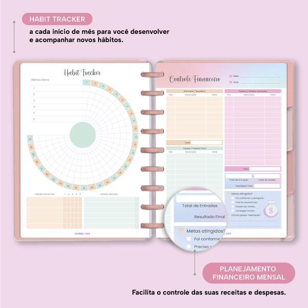 Planner De Disco Personalizado Iscool Disc Permanente Solid Touch Couro Rosa
